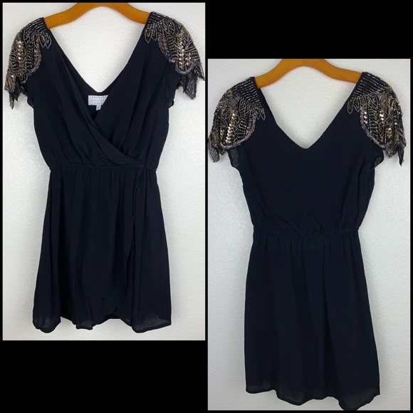 Kendall + Kylie Sequin Beaded Embellished Surplice Mini Dress - Picture 6 of 9